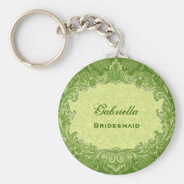 Bridesmaid Wedding Favor Lime Green Damask G306 Nyckelring
