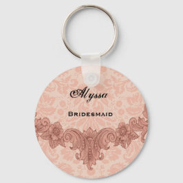 Bridesmaid Wedding Favor Peach Vintage B029 Nyckelring
