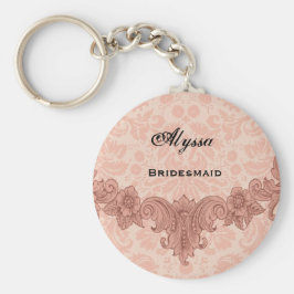 Bridesmaid Wedding Favor Peach Vintage B029 Nyckelring