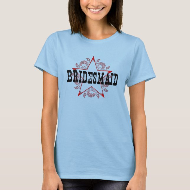 Bridesmaid Western Red T-Shirt (Framsida)