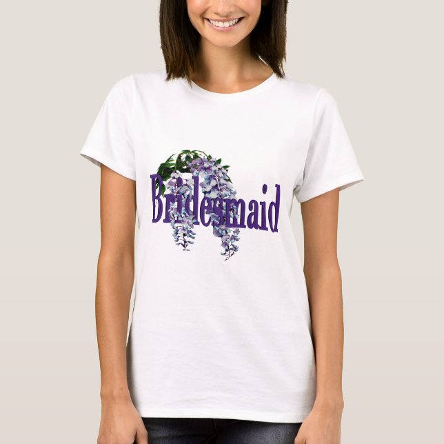 Bridesmaid/ Wisteria Bröllop Tee Shirt (Framsida)