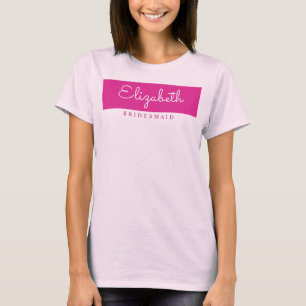 Bridesmaid Womens Modern Blek Rosa Bachelorette T Shirt