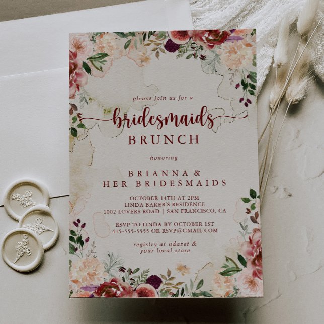 Bridesmaids Brunch Shower Rustic Summer Blommigt Inbjudningar (Skapare uppladdad)