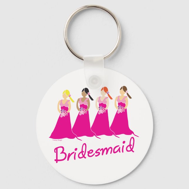Bridesmaids favors Rosa Thmet Nyckelring (Framsida)