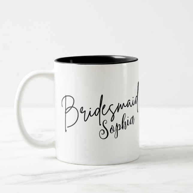 Bridesmaids Gifts | Anpassningsbar Black Modern Sc Två-Tonad Mugg (Vänster)