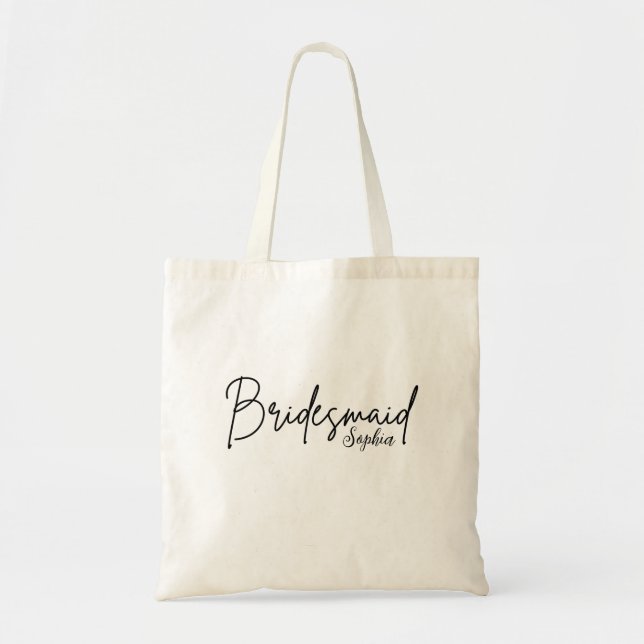 Bridesmaids Gifts | Anpassningsbar Black Modern Sc Tygkasse (Framsidan)