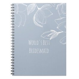 BRIDESMAIDS GIFTS Dusty Blue White Magnolias Anteckningsbok