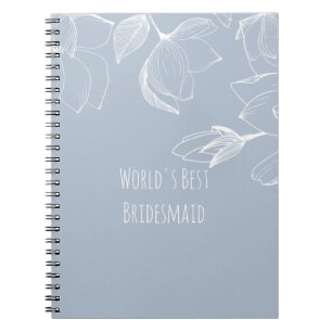 BRIDESMAIDS GIFTS Dusty Blue White Magnolias Anteckningsbok
