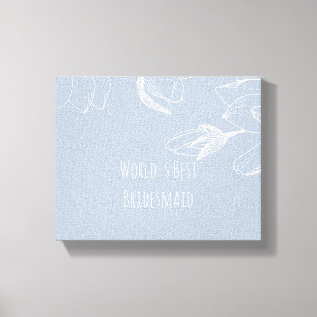 BRIDESMAIDS GIFTS Dusty Blue White Magnolias Canvastryck (Framsida)