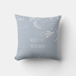 BRIDESMAIDS GIFTS Dusty Blue White Magnolias Kudde
