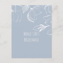 BRIDESMAIDS GIFTS Dusty Blue White Magnolias Vykort