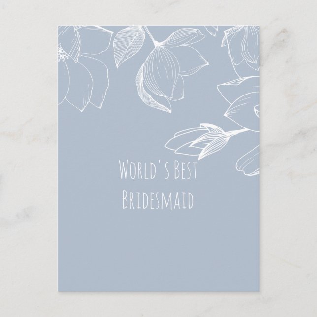 BRIDESMAIDS GIFTS Dusty Blue White Magnolias Vykort (Framsida)