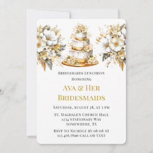 Bridesmaids Luncheon från Vita och Guld kyrkan Inbjudningar