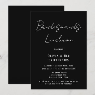 Bridesmaids Luncheon, minimalistisk Black & White  Inbjudningar