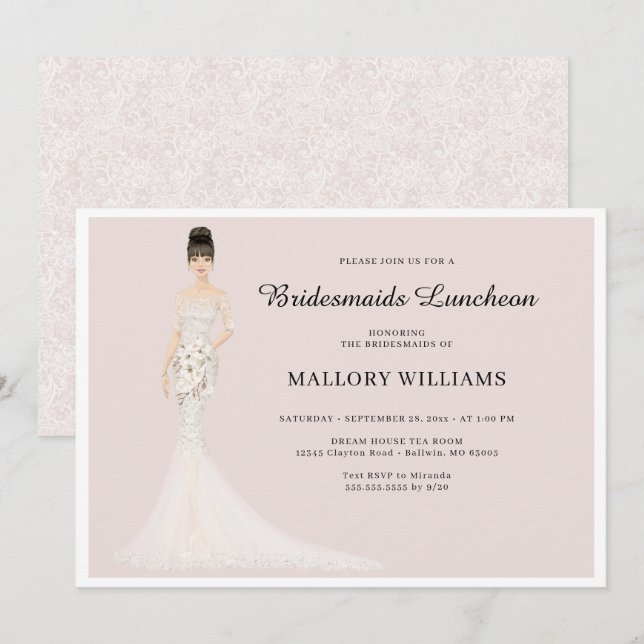 Bridesmaids Luncheon Mode-inbjudan Inbjudningar (Fram/baksida)