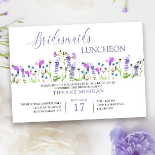 Bridesmaids Luncheon Söt Lila Wildblomma Inbjudningar