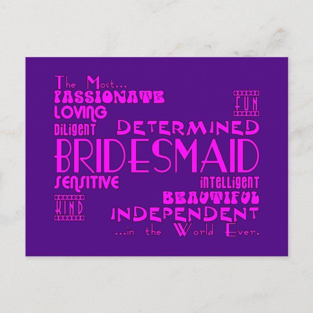 Bridesmaids Tack Wedding Favands : Kvaliteter Vykort (Framsida)