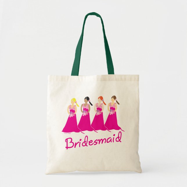 Bridesmaids Tote Bag Rosa Design Tygkasse (Framsidan)