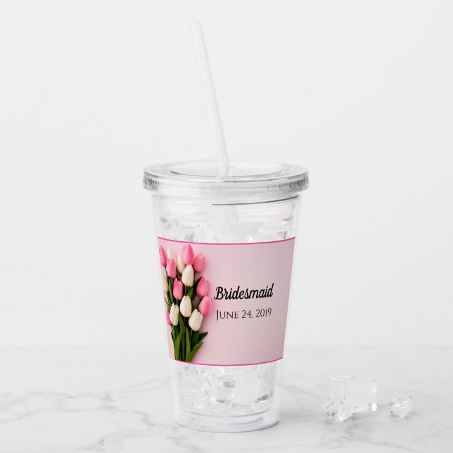 Bridesmaids Tulip Acrylic Tumbler Take Away Mugg (Framsida Ice)
