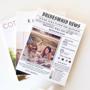 Bridesmais frieri tidningen+Bridesmaid Info Card Inbjudningar