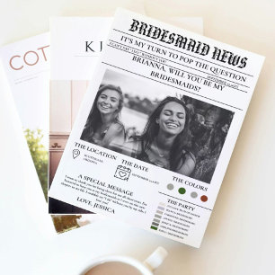Bridesmais frieri tidningen+Bridesmaid Info Card Inbjudningar