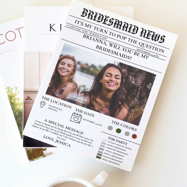 Bridesmais frieri tidningen+Bridesmaid Info Card Inbjudningar (Skapare uppladdad)