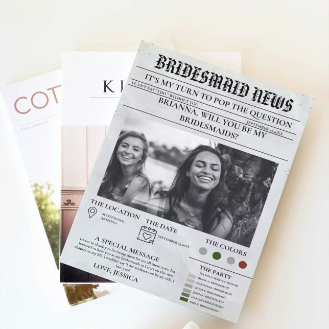 Bridesmais frieri tidningen+Bridesmaid Info Card Inbjudningar (Skapare uppladdad)