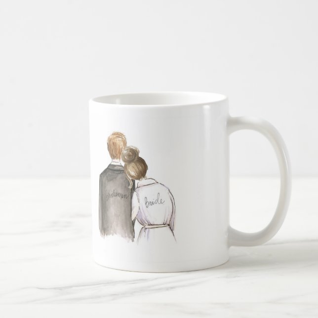 Bridesman? Man för brud för muggbrunettbulle blond Kaffemugg (Höger)