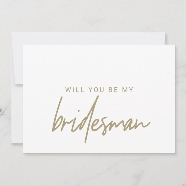 Bridesman-visitkort för Whimsical Guld Calligraphy Inbjudningar (Framsida)