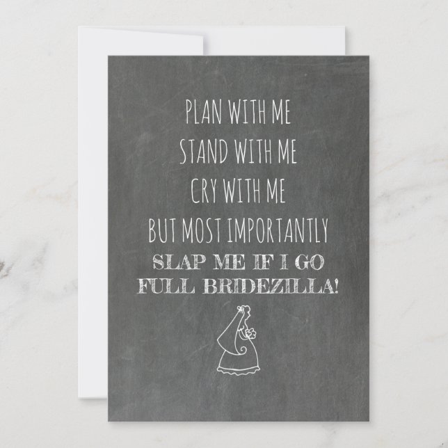 Bridezilla Funny Bridesmaid/Maid of honor Inbjudningar (Framsida)