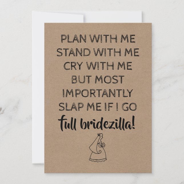 Bridezilla Funny Bridesmaid/Maid of honor Inbjudningar (Framsida)