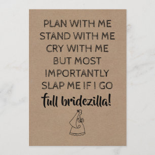 Bridezilla Funny Bridesmaid/Maid of honor Inbjudningar