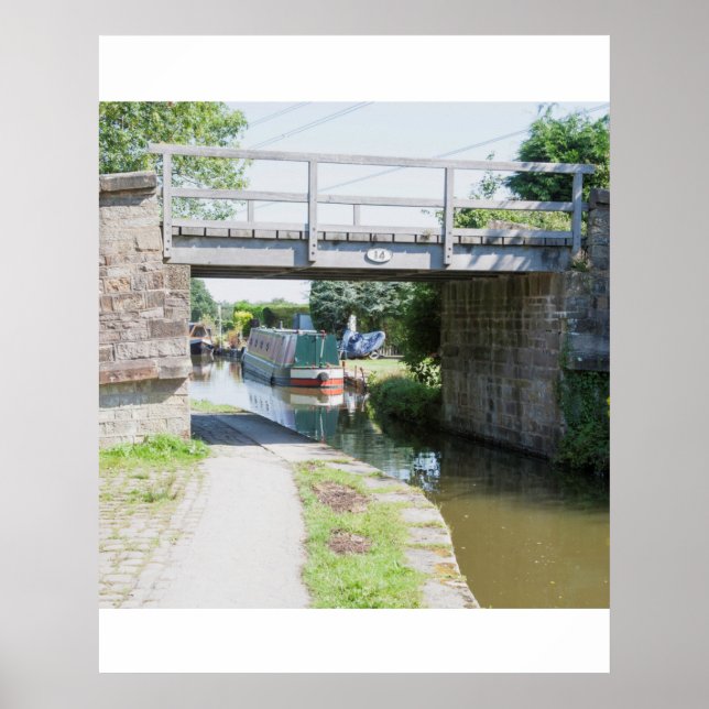 Bridge 14 på Macclesfield Canal Postcard Poster (Framsidan)