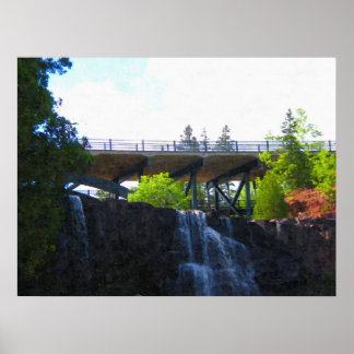 Bridge above Gooseberry Falls-Painting Print Poster