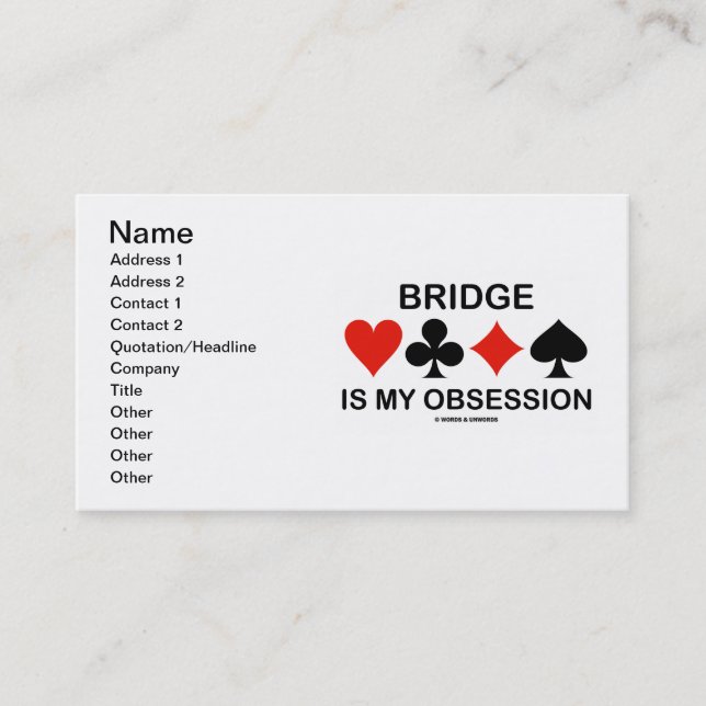 Bridge är min tvångstanke (kortkostymer visitkort (Framsida)