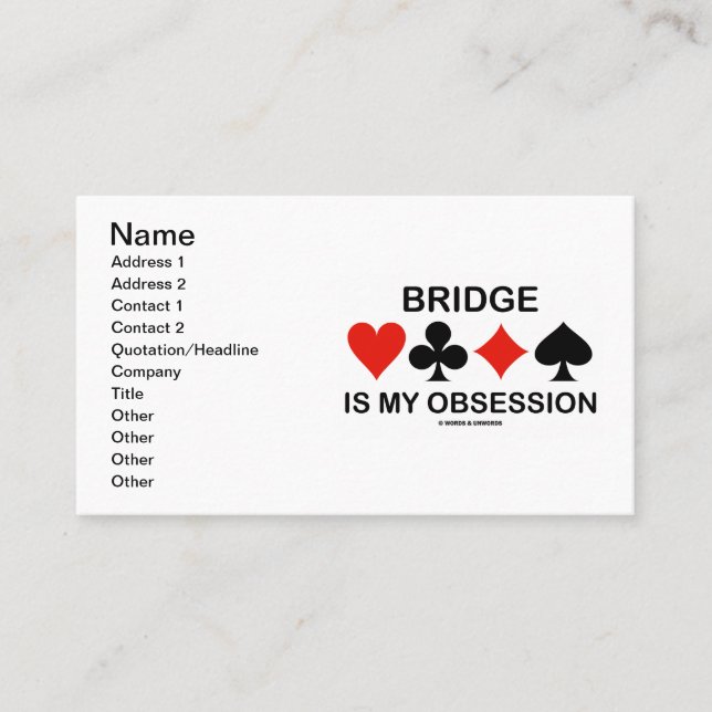 Bridge är min tvångstanke (kortkostymer visitkort (Framsida)
