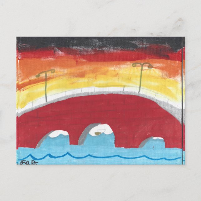 Bridge at Nighttime Vykort (Framsida)