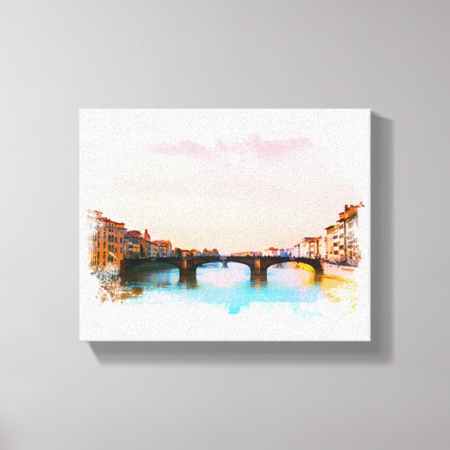 ** Bridge Firenze Florence Italien AP12 italienska Canvastryck (Framsida)