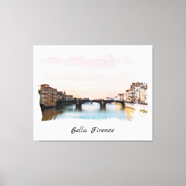 ** Bridge Firenze Florence Italien AP12 Italienska Canvastryck (Framsida)