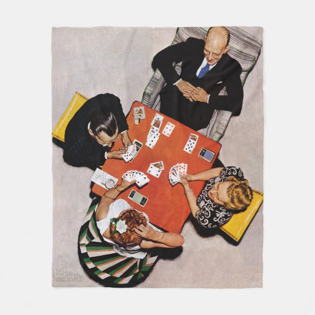 Bridge Game by Norman Rockwell Fleecefilt (Framsidan)
