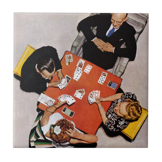Bridge Game by Norman Rockwell Kakelplatta (Framsidan)