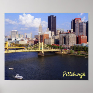 Bridge i Pittsburgh Skyline Allegheny River Clemen Poster
