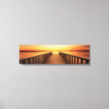 Bridge on Lugn Sea Panoramic Canvas Art