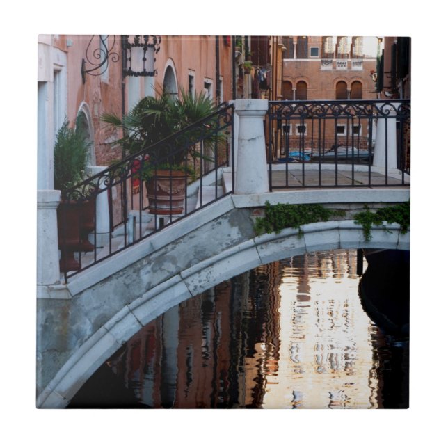 Bridge över en kanal kakelplatta (Framsidan)