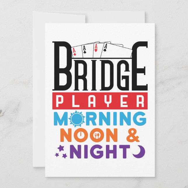 Bridge Player Morgon Noon och Natt Julkort (Framsida)