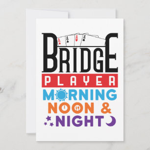 Bridge Player Morgon Noon och Natt Julkort