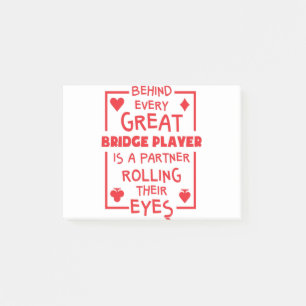 Bridge Player-partner som rullar på sin Ögon på et Post-it Block