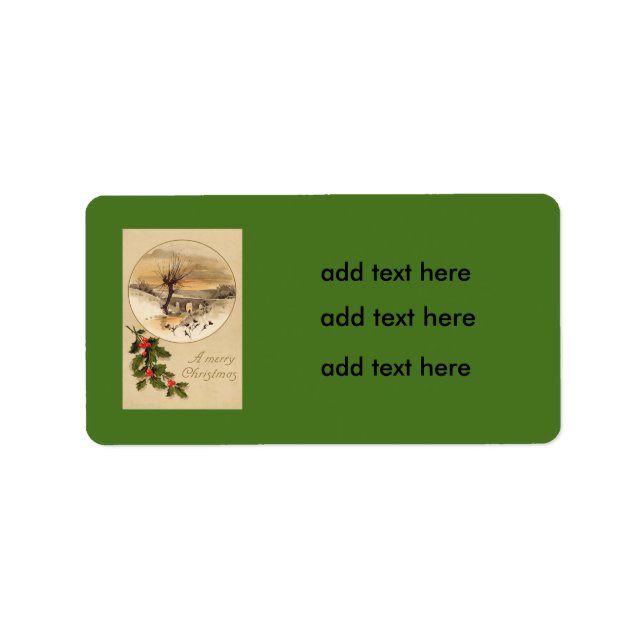 Bridge Snö Wintry Scene Holly Adressetikett (Framsidan)