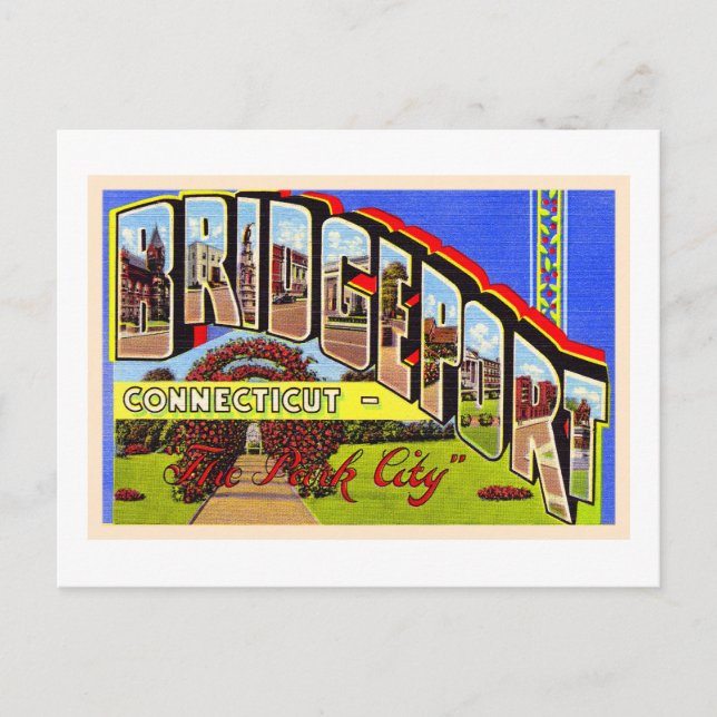 Bridgeport Connecticut CT stort Brev-vykort Vykort (Framsida)