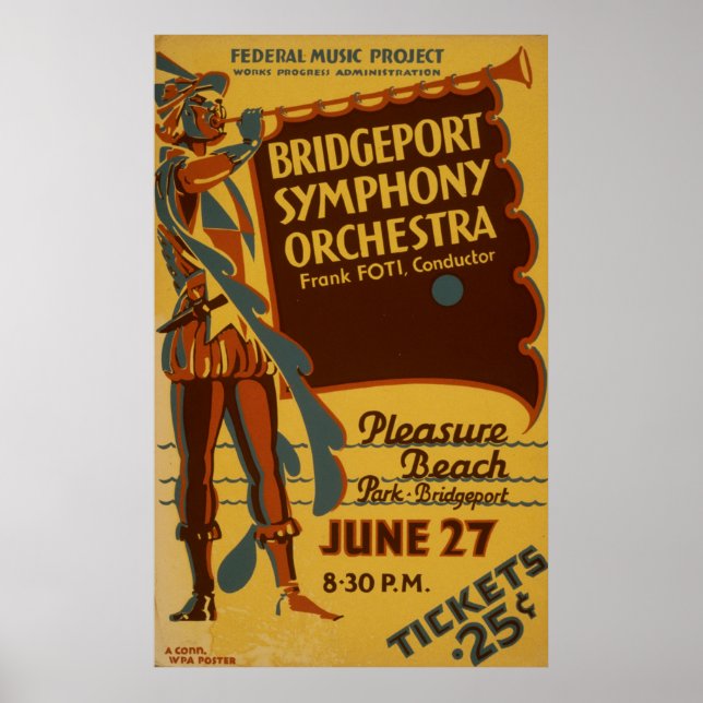 Bridgeport Symphony Orchestra Vintage Music Poster (Framsidan)